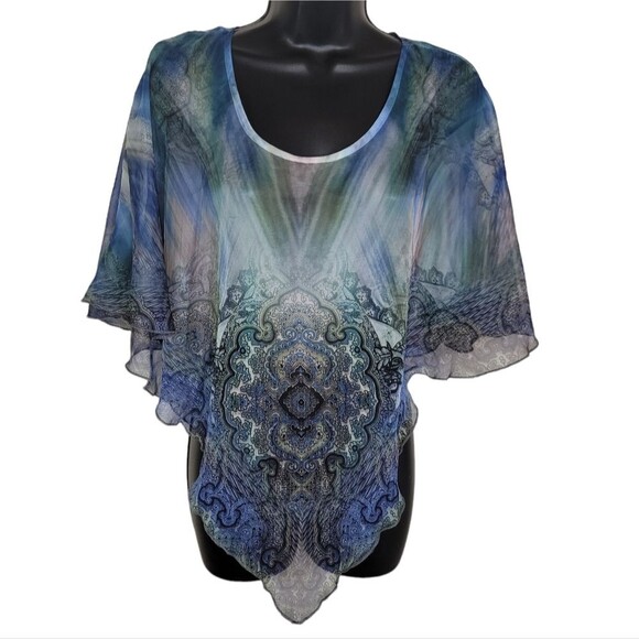 Unity World Wear Bohemian chiffon poncho size Medium - Picture 1 of 5